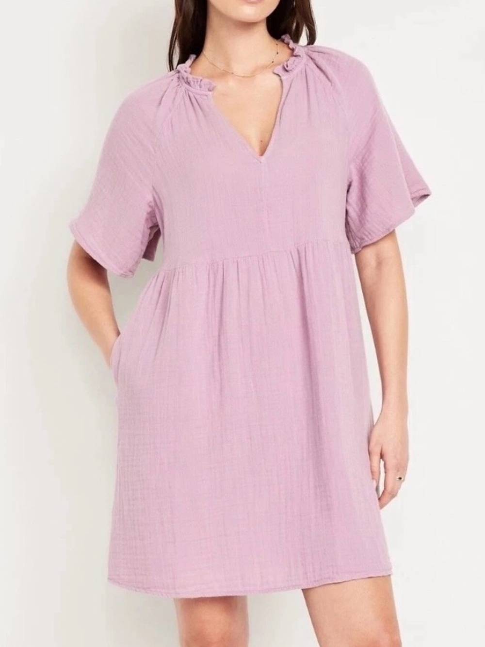 Old Navy Lavender Crinkle Gauze Mini Swing Dress Womens 3X Boho Cottagecore NWT